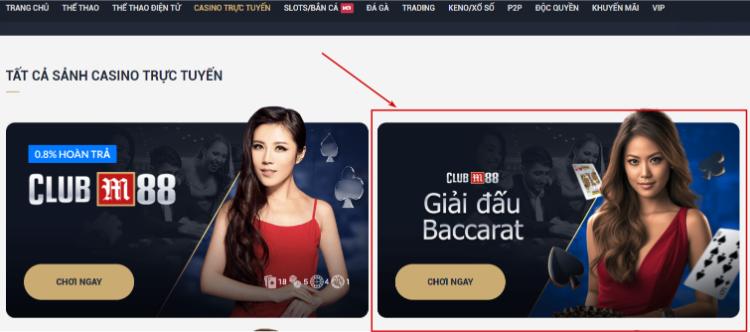 Cách tham gia giải đấu Baccarat M88