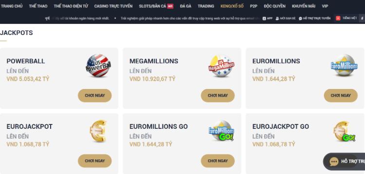 xổ số Jackpots M88