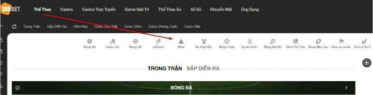 cách vào bảng kèo bida trên 188bet