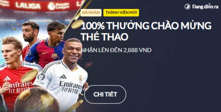 Thưởng chào mừng thể thao 100% 